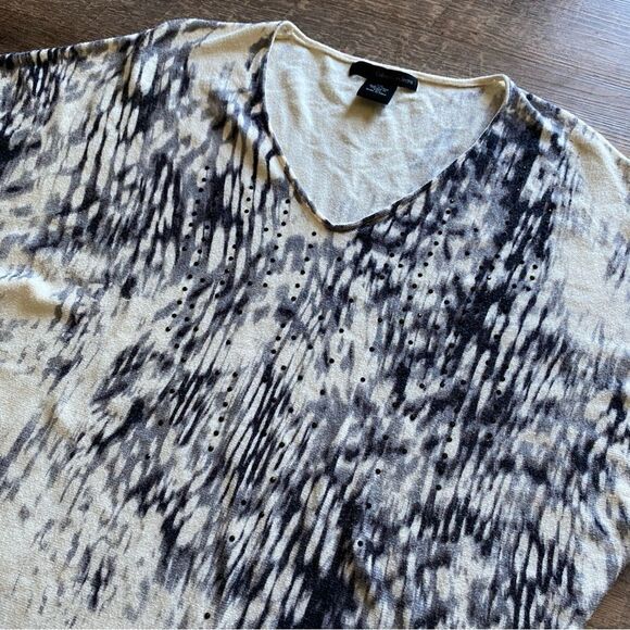 Calvin Klein Tunic Dress Animal Print Dolman Sleeve Leopard Beaded - Picture 6 of 13